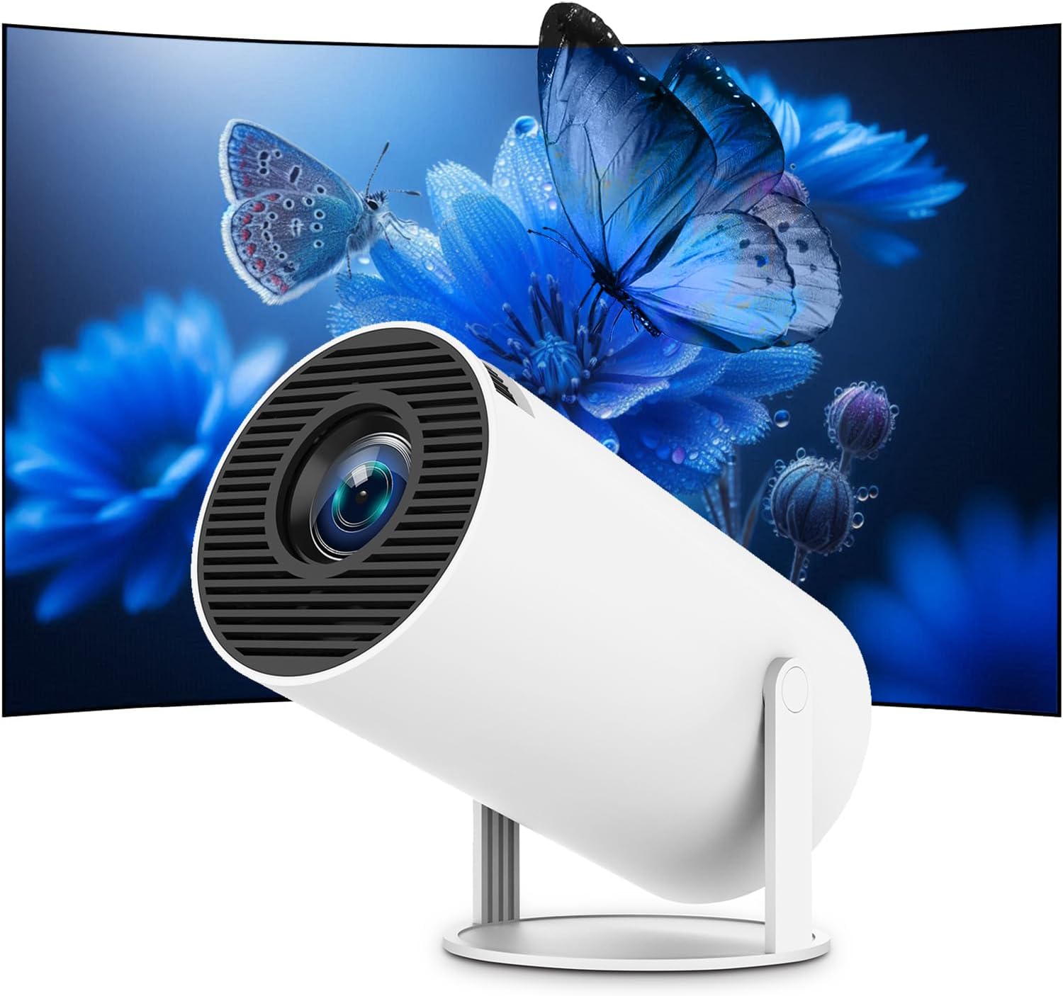 Thunrlge Mini Portable Projector in white showing compact design